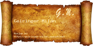 Geiringer Milán névjegykártya